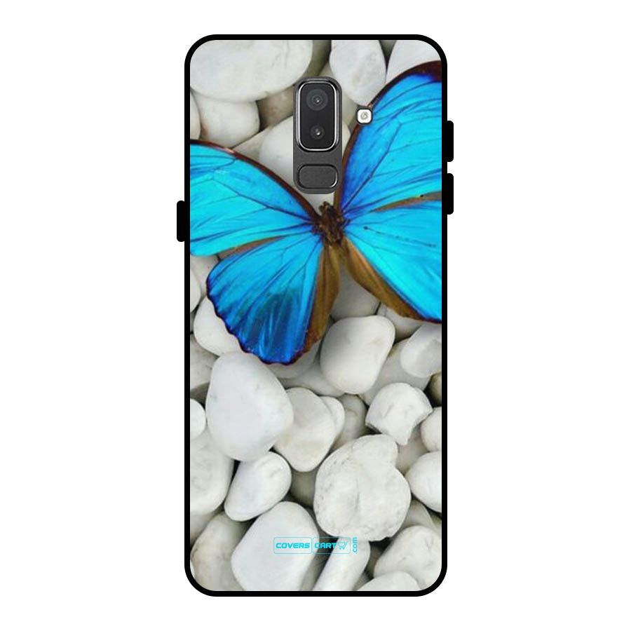Blue Butterfly Metal Back Case for Galaxy On8 (2018)