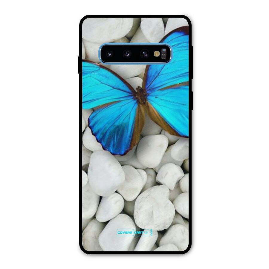 Blue Butterfly Metal Back Case for Galaxy S10