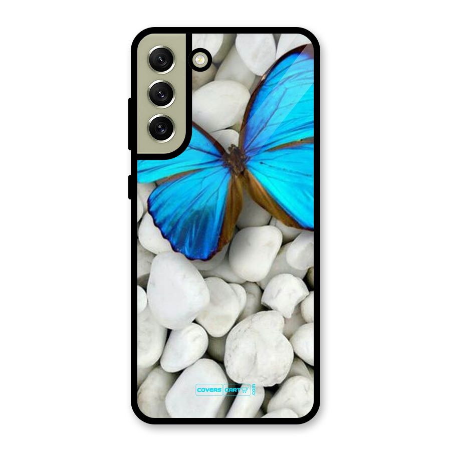 Blue Butterfly Metal Back Case for Galaxy S21 FE 5G (2023)