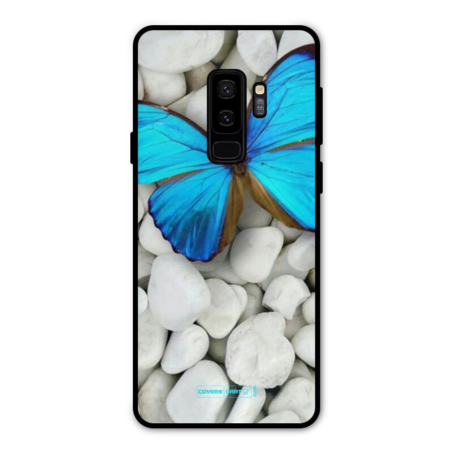 Blue Butterfly Metal Back Case for Galaxy S9 Plus