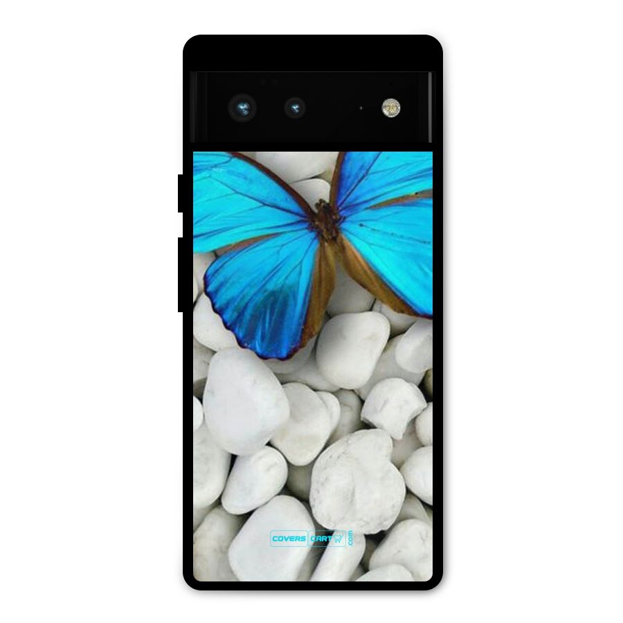 Blue Butterfly Metal Back Case for Google Pixel 6