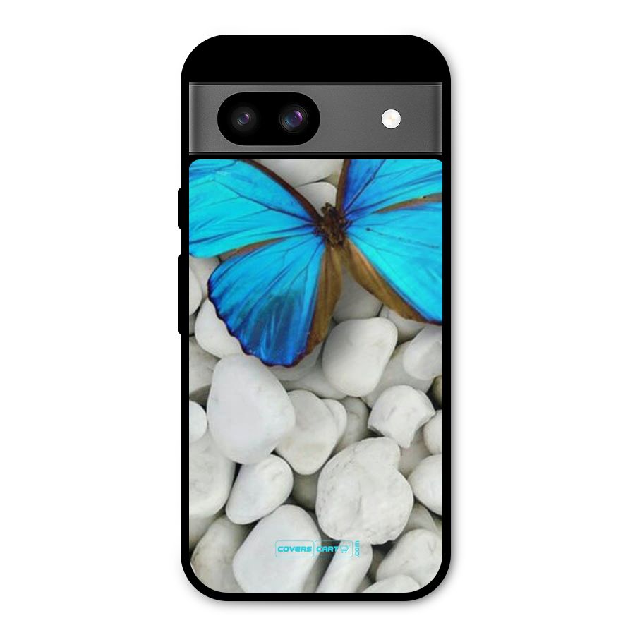 Blue Butterfly Metal Back Case for Google Pixel 8a