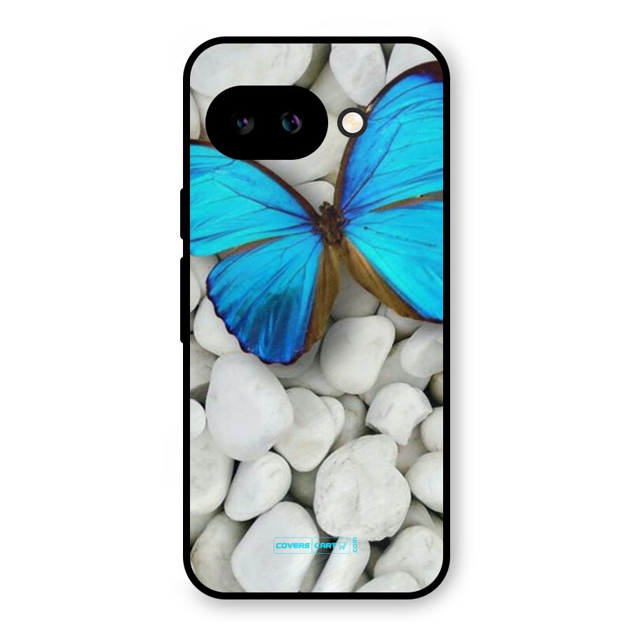 Blue Butterfly Metal Back Case for Google Pixel 9a