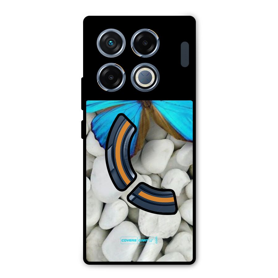 Blue Butterfly Metal Back Case for Infinix GT 20 Pro