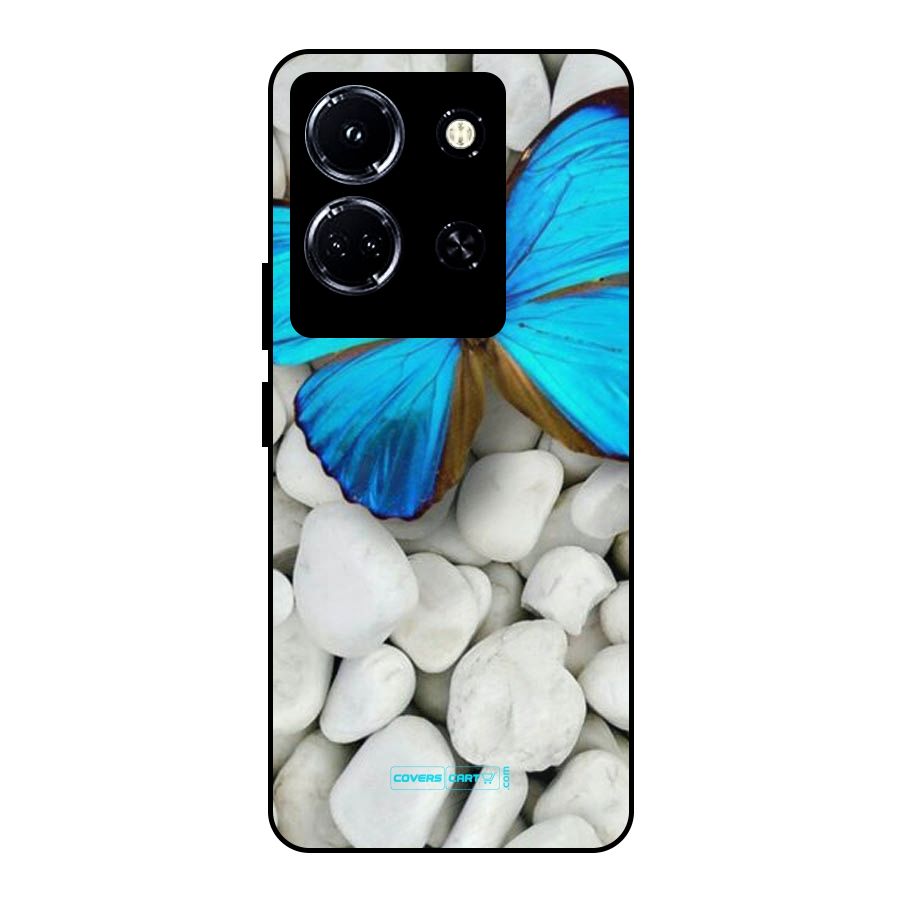 Blue Butterfly Metal Back Case for Infinix Note 30 5G