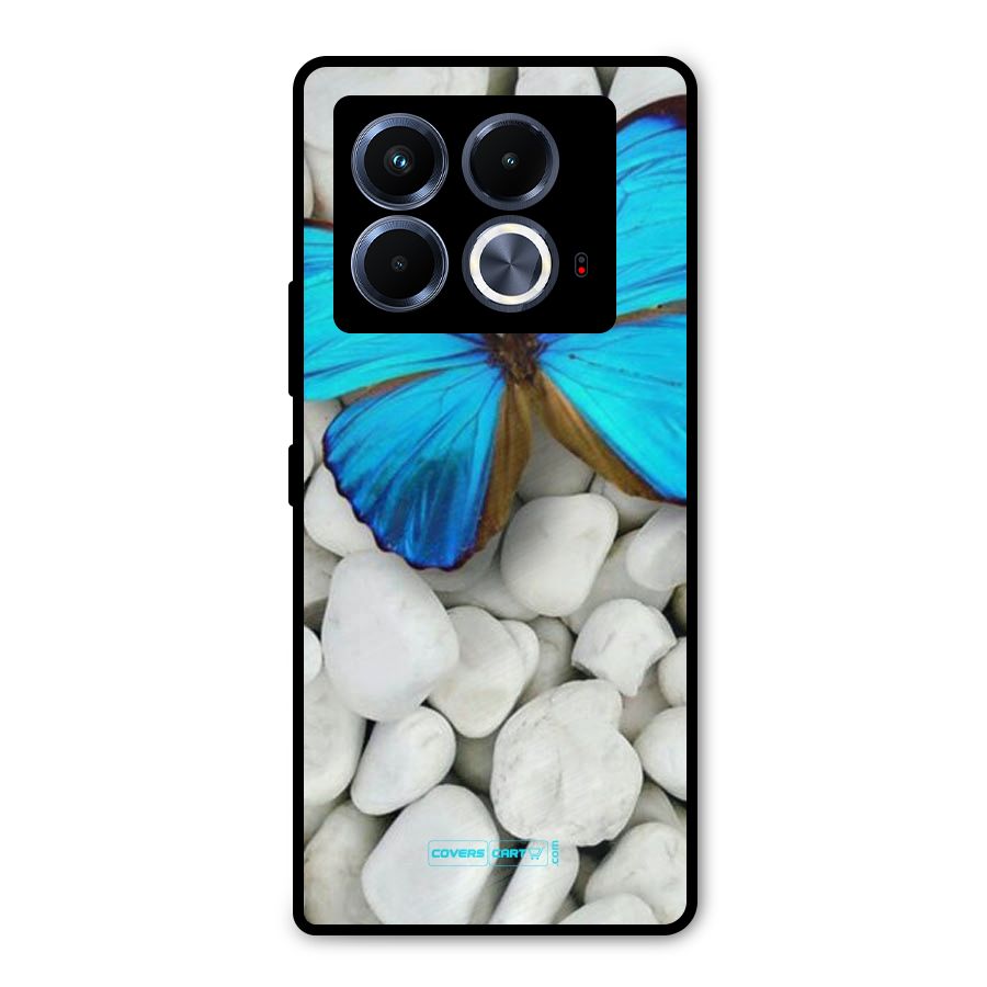 Blue Butterfly Metal Back Case for Infinix Note 40 5G