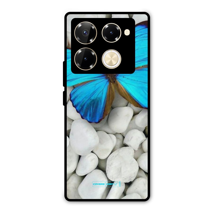 Blue Butterfly Metal Back Case for Infinix Note 40 Pro Plus