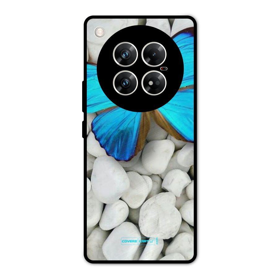 Blue Butterfly Metal Back Case for Infinix Zero 40 5G
