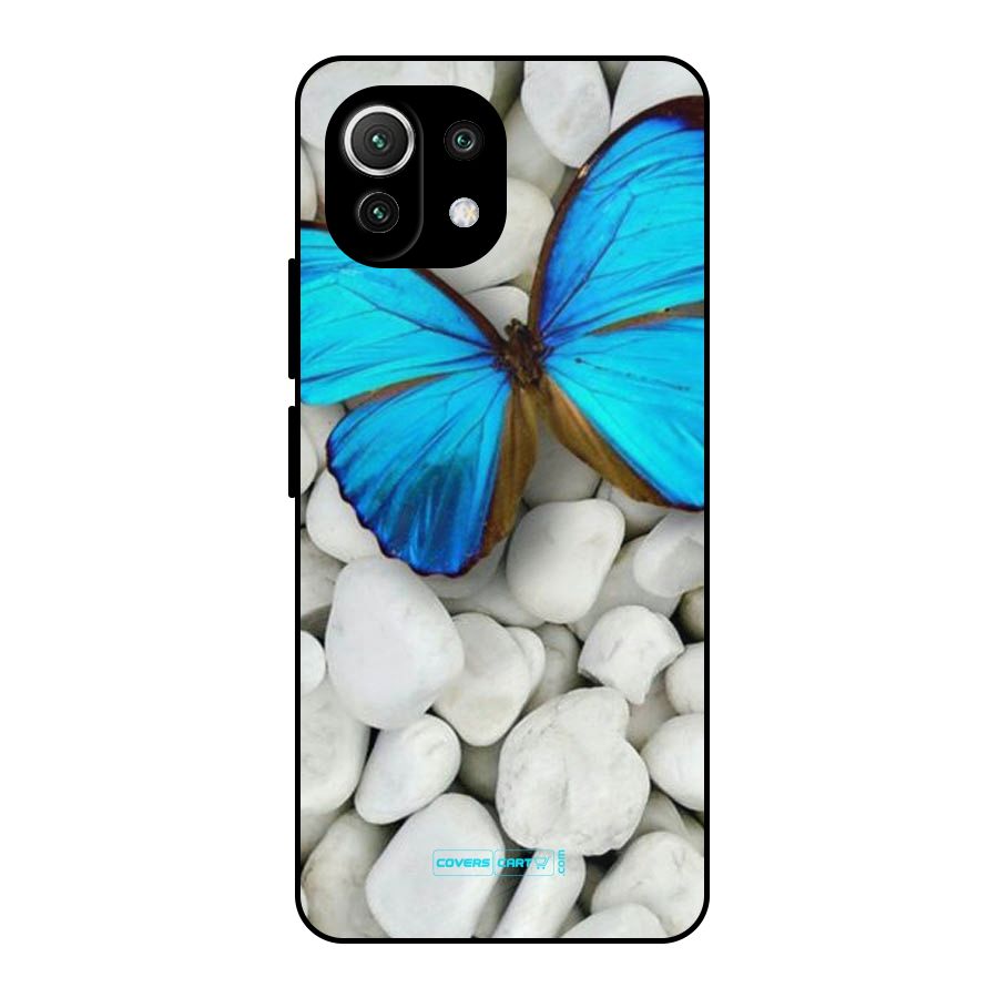 Blue Butterfly Metal Back Case for Mi 11 Lite