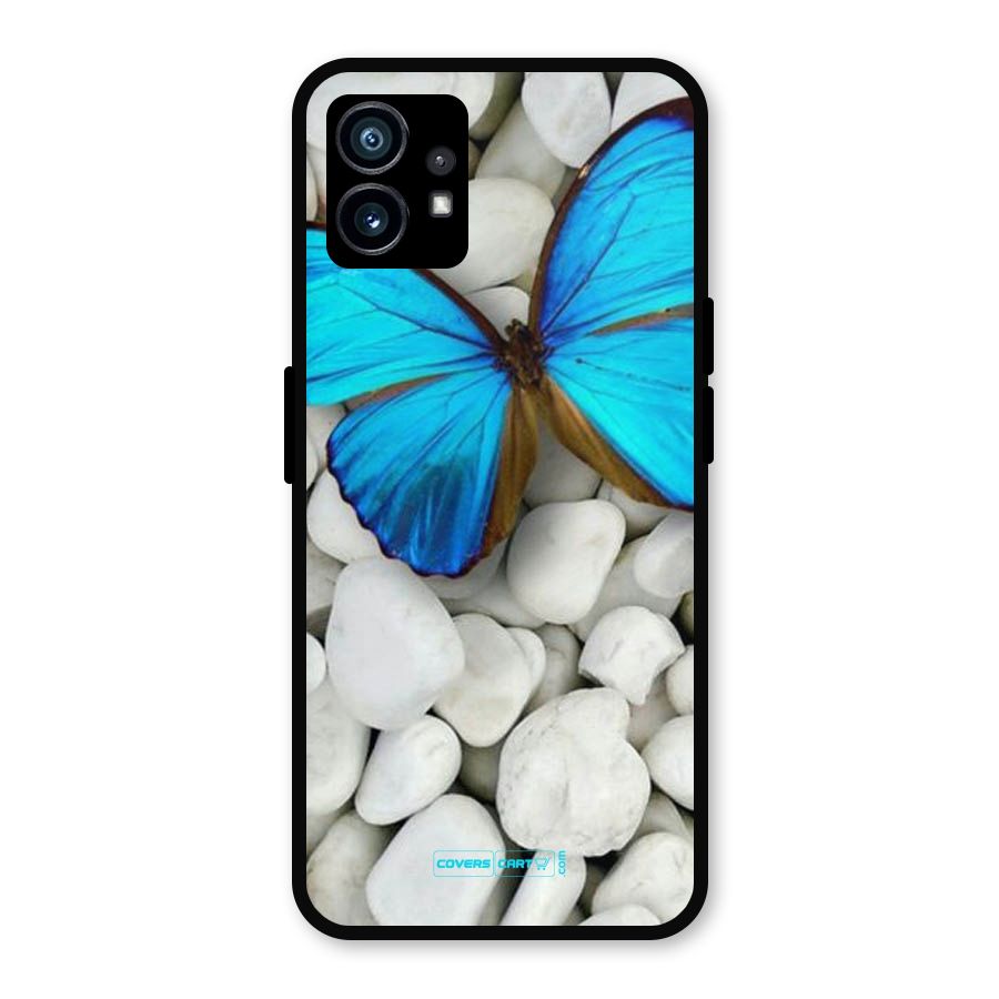Blue Butterfly Metal Back Case for Nothing Phone 1