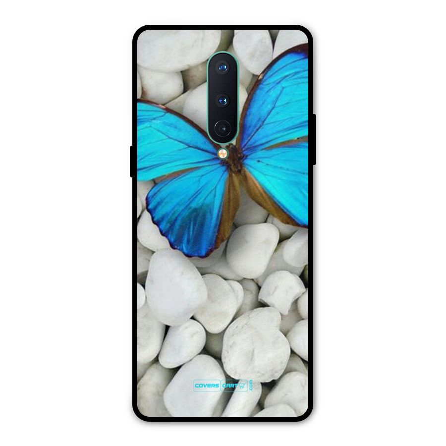 Blue Butterfly Metal Back Case for OnePlus 8