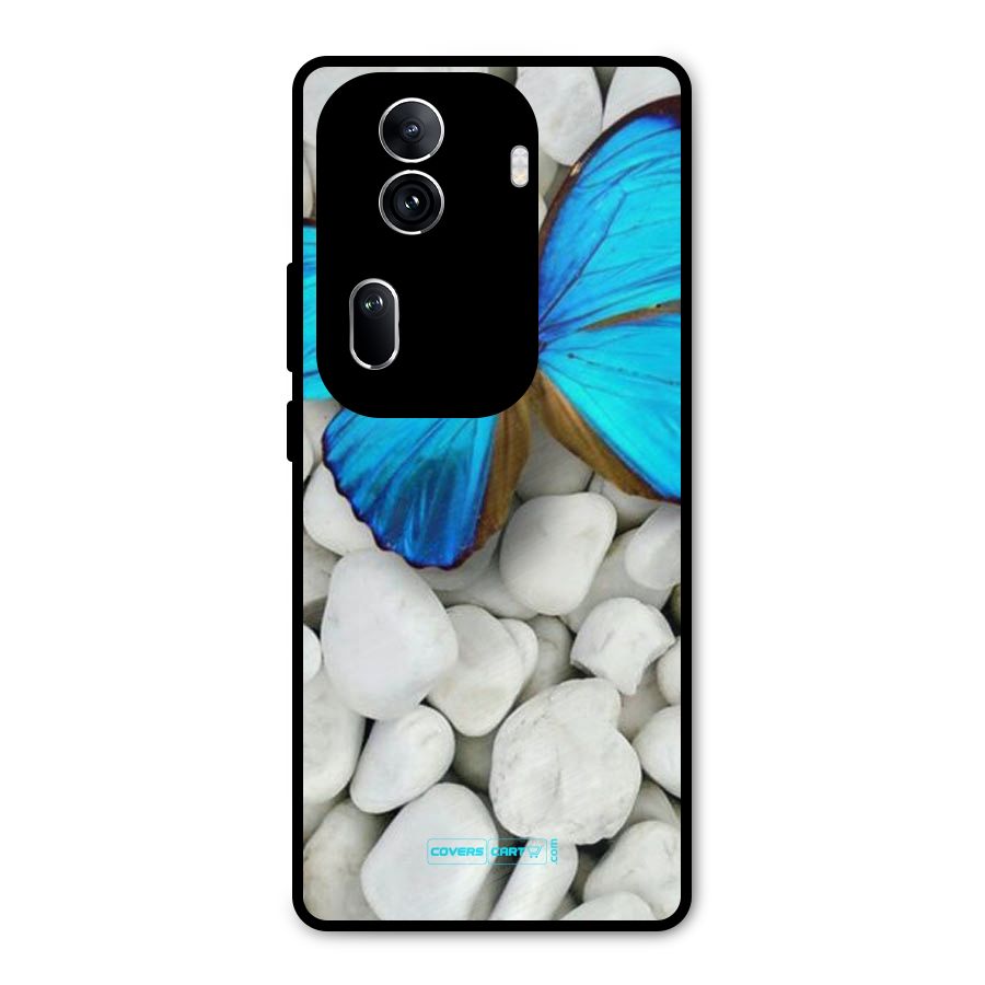 Blue Butterfly Metal Back Case for Oppo Reno11 Pro 5G