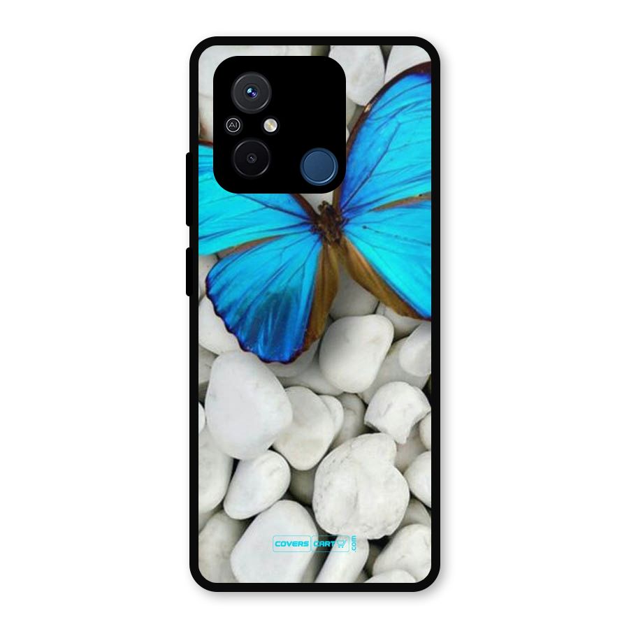 Blue Butterfly Metal Back Case for Poco C55