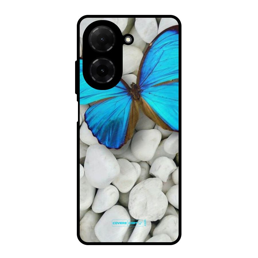 Blue Butterfly Metal Back Case for Poco C71