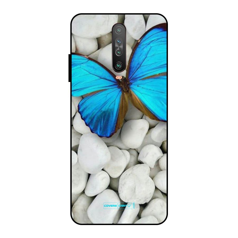 Blue Butterfly Metal Back Case for Poco X2