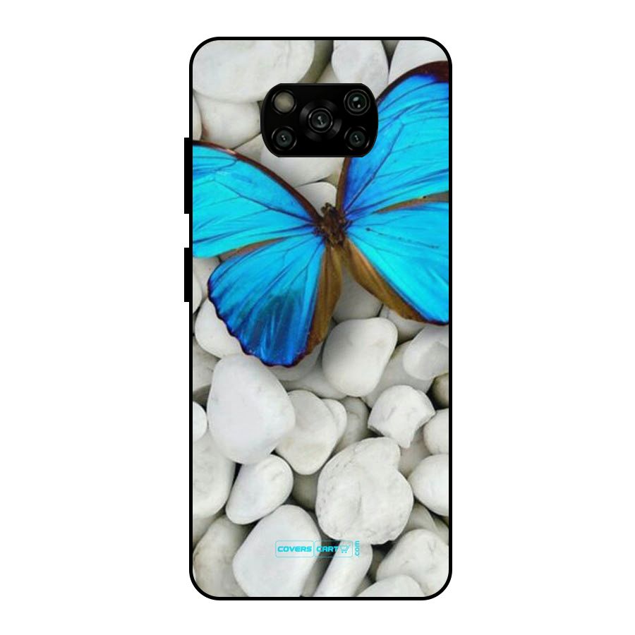 Blue Butterfly Metal Back Case for Poco X3