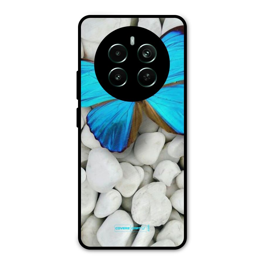 Blue Butterfly Metal Back Case for Realme 12 Pro Plus