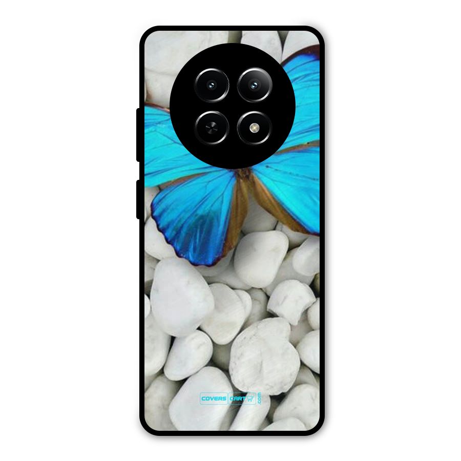 Blue Butterfly Metal Back Case for Realme 12x 5G