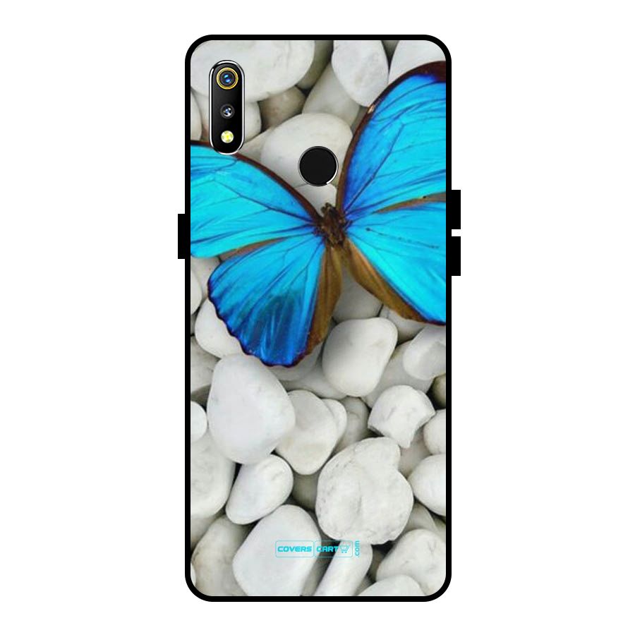 Blue Butterfly Metal Back Case for Realme 3i