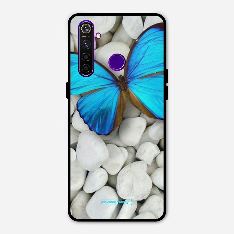 Blue Butterfly Metal Back Case for Realme 5 Pro