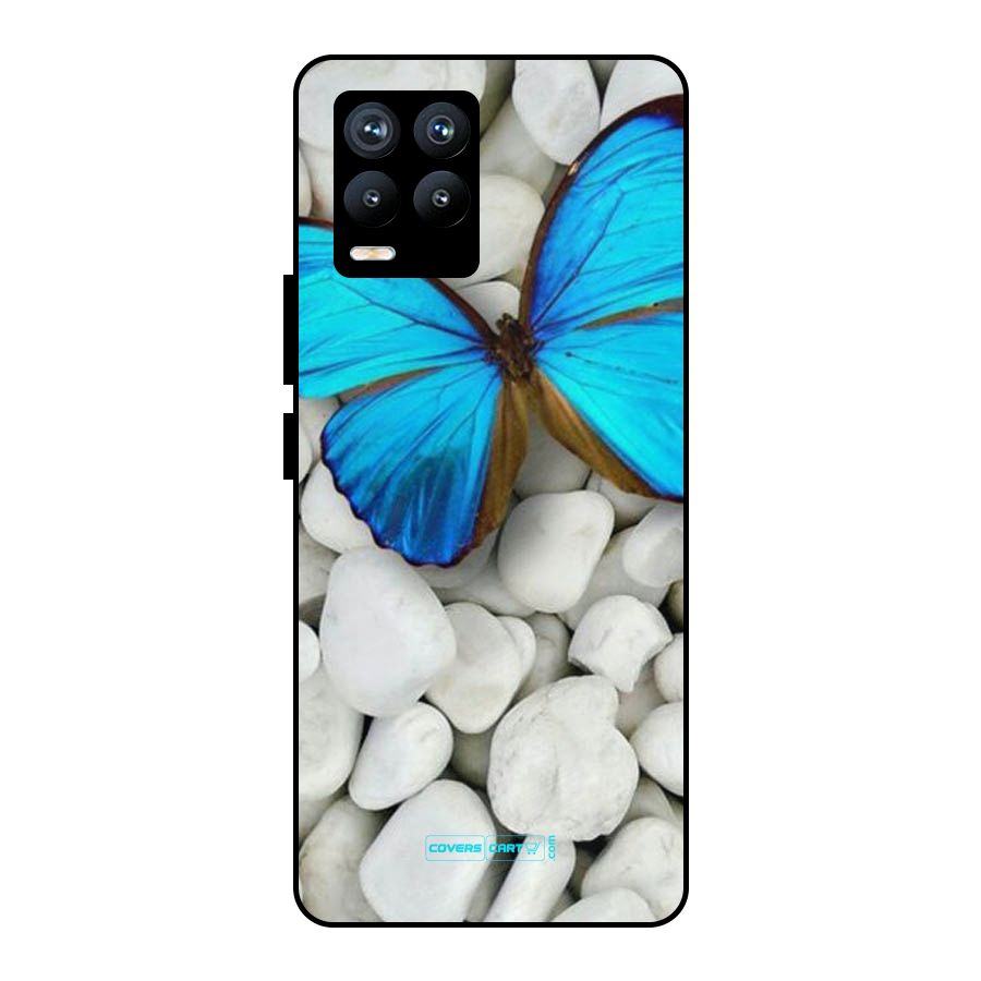 Blue Butterfly Metal Back Case for Realme 8 Pro