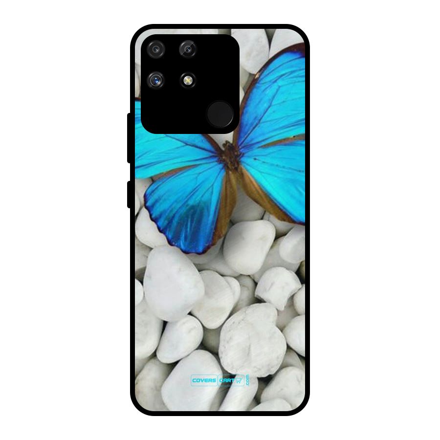 Blue Butterfly Metal Back Case for Realme Narzo 50A