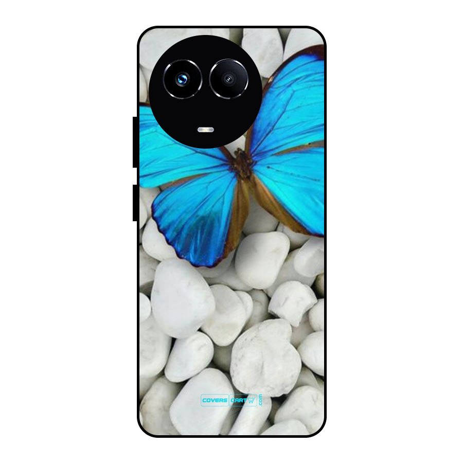 Blue Butterfly Metal Back Case for Realme Narzo 60X