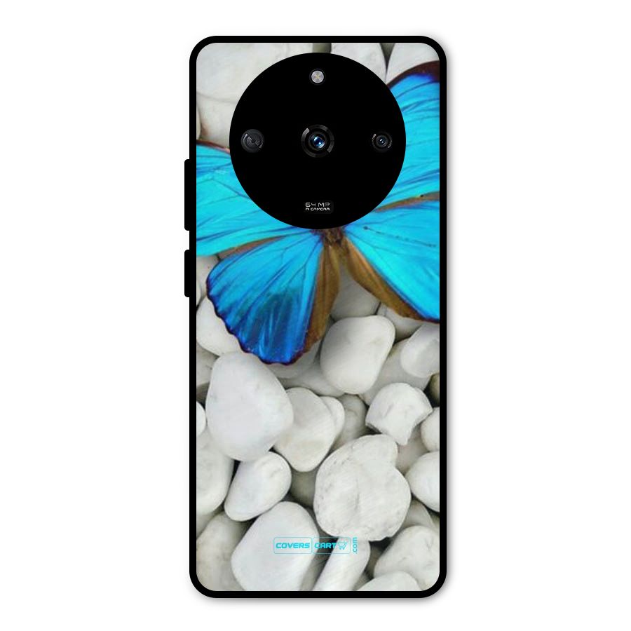 Blue Butterfly Metal Back Case for Realme Narzo 60 5G