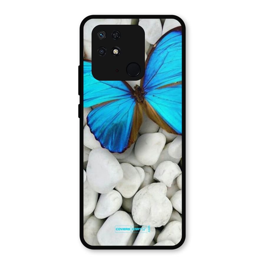 Blue Butterfly Metal Back Case for Redmi 10 Power
