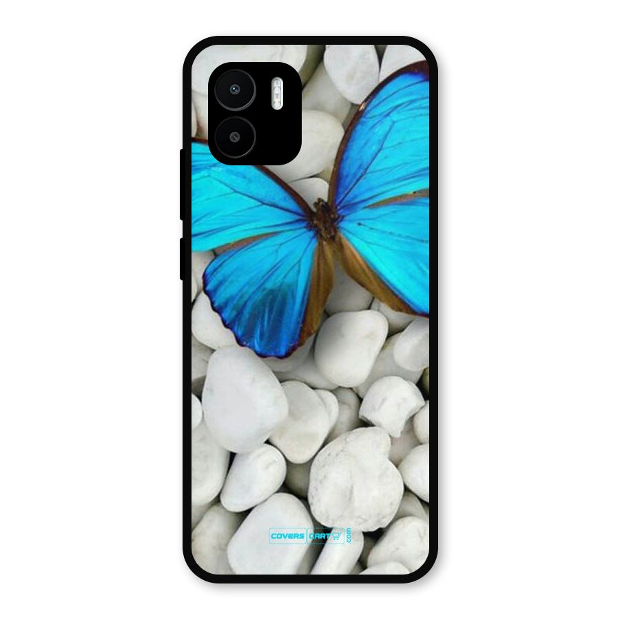 Blue Butterfly Metal Back Case for Redmi A2
