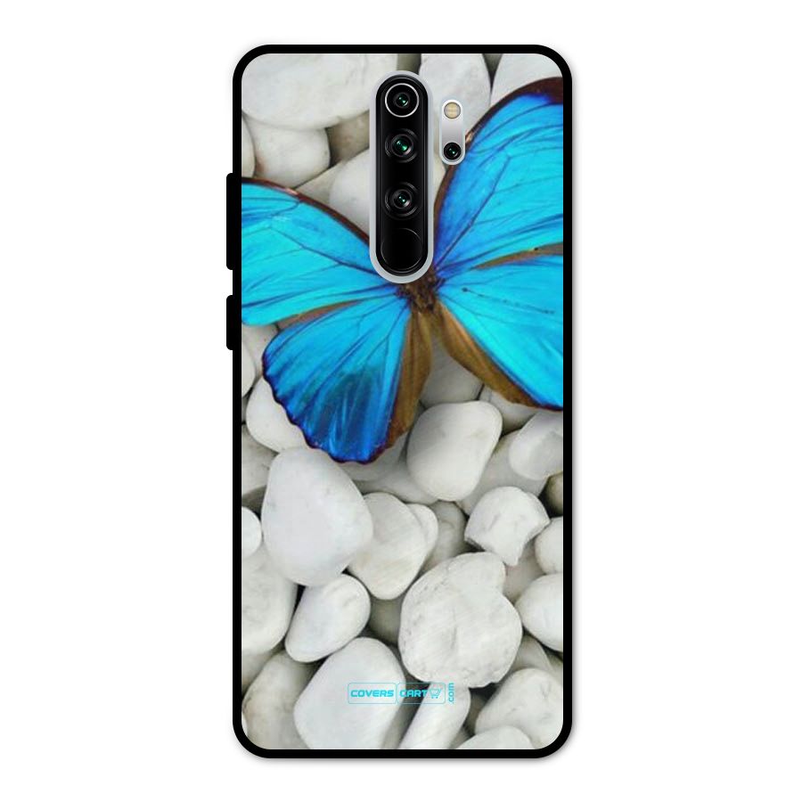 Blue Butterfly Metal Back Case for Redmi Note 8 Pro