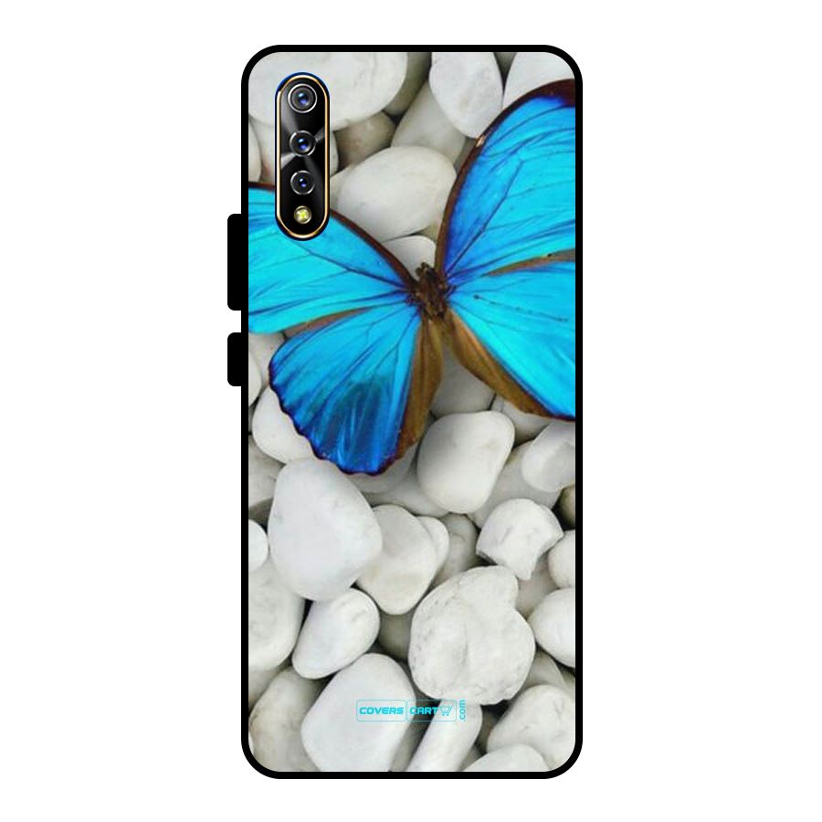 Blue Butterfly Metal Back Case for Vivo S1
