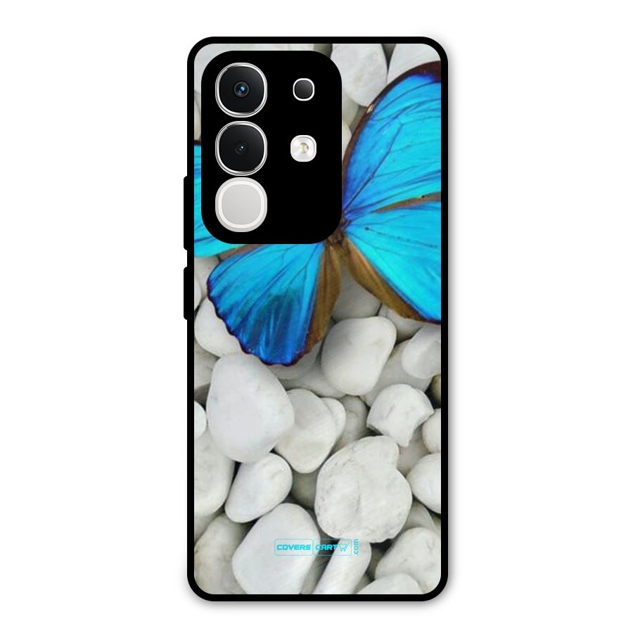 Blue Butterfly Metal Back Case for Vivo T4x
