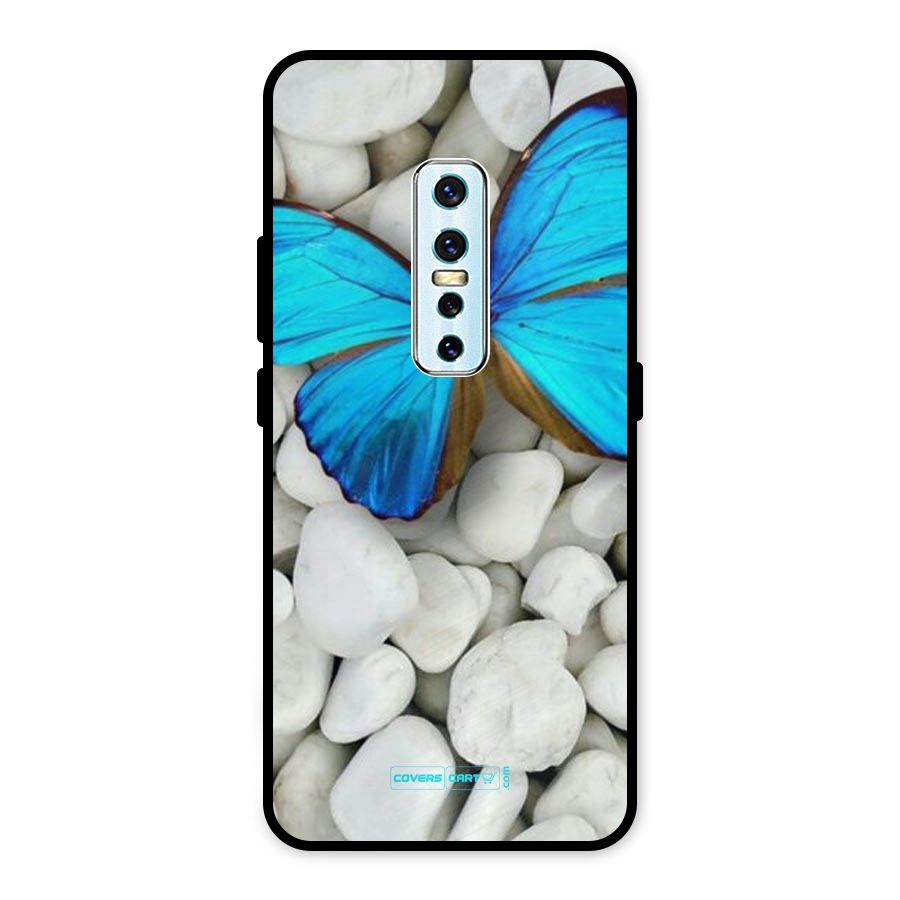 Blue Butterfly Metal Back Case for Vivo V17 Pro