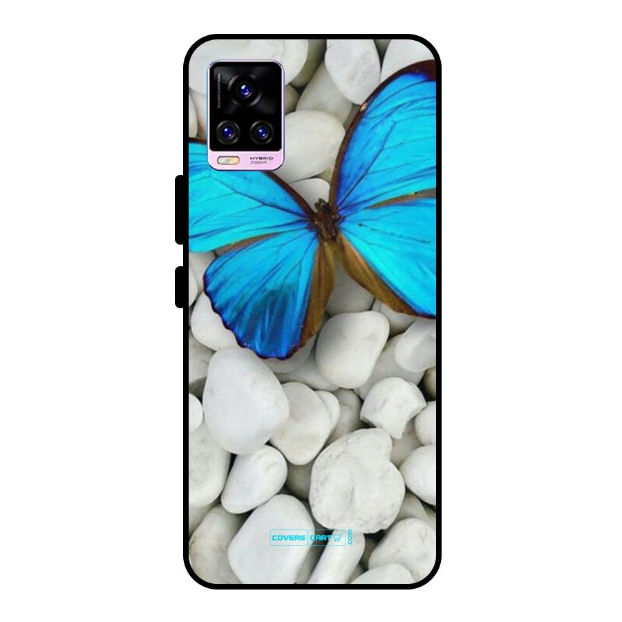 Blue Butterfly Metal Back Case for Vivo V20 Pro