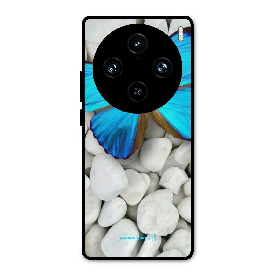 Blue Butterfly Metal Back Case for Vivo X100 Pro