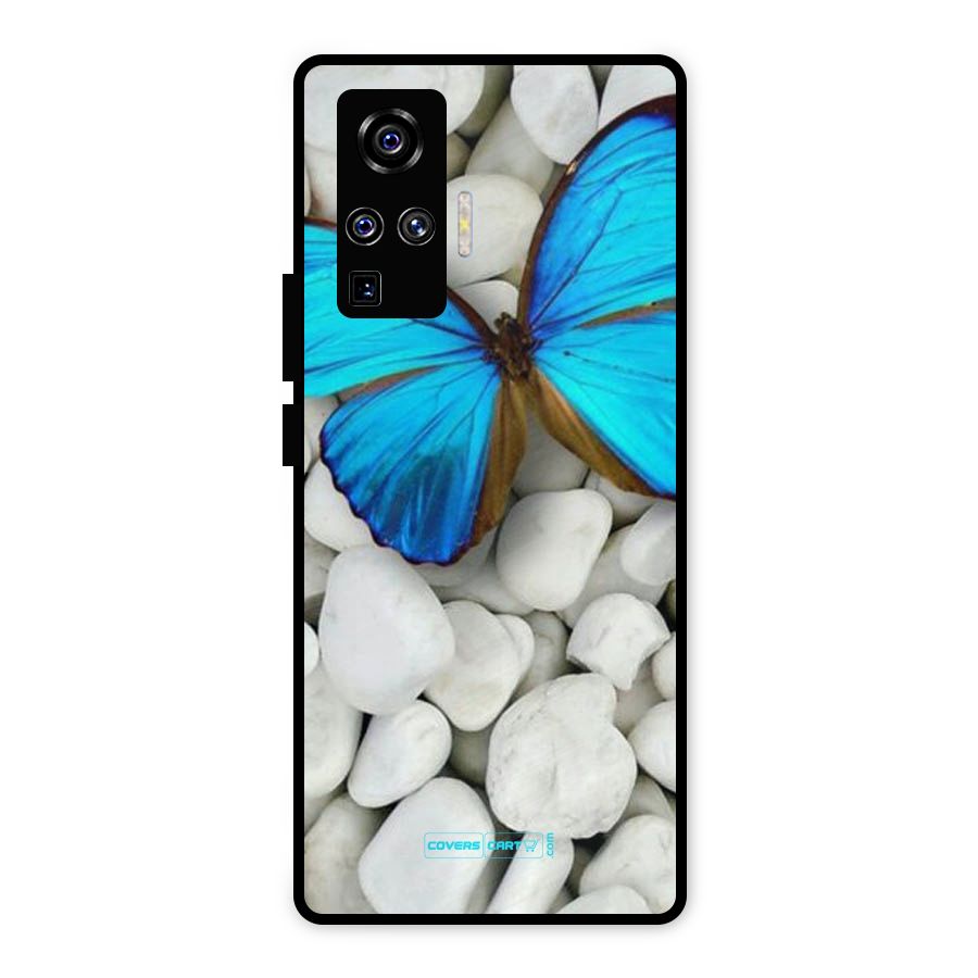 Blue Butterfly Metal Back Case for Vivo X50 Pro