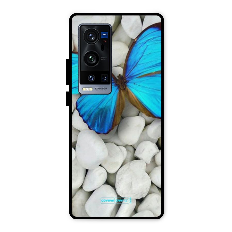 Blue Butterfly Metal Back Case for Vivo X60 Pro Plus