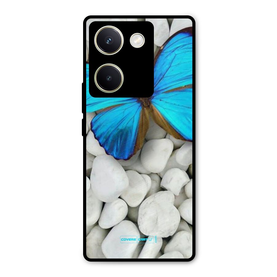 Blue Butterfly Metal Back Case for Vivo Y200 Pro