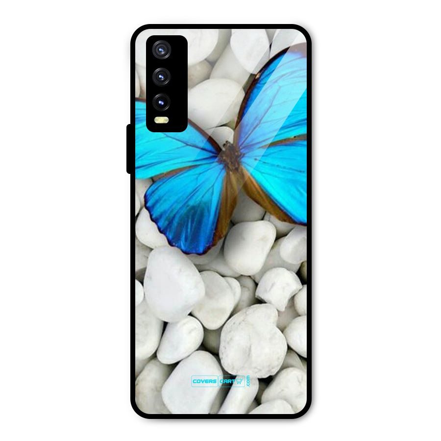 Blue Butterfly Metal Back Case for Vivo Y20i