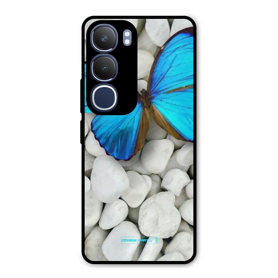 Blue Butterfly Metal Back Case for Vivo Y29