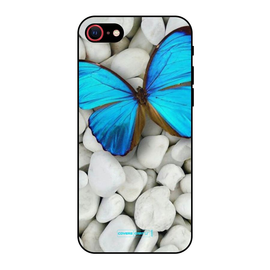 Blue Butterfly Metal Back Case for iPhone 7