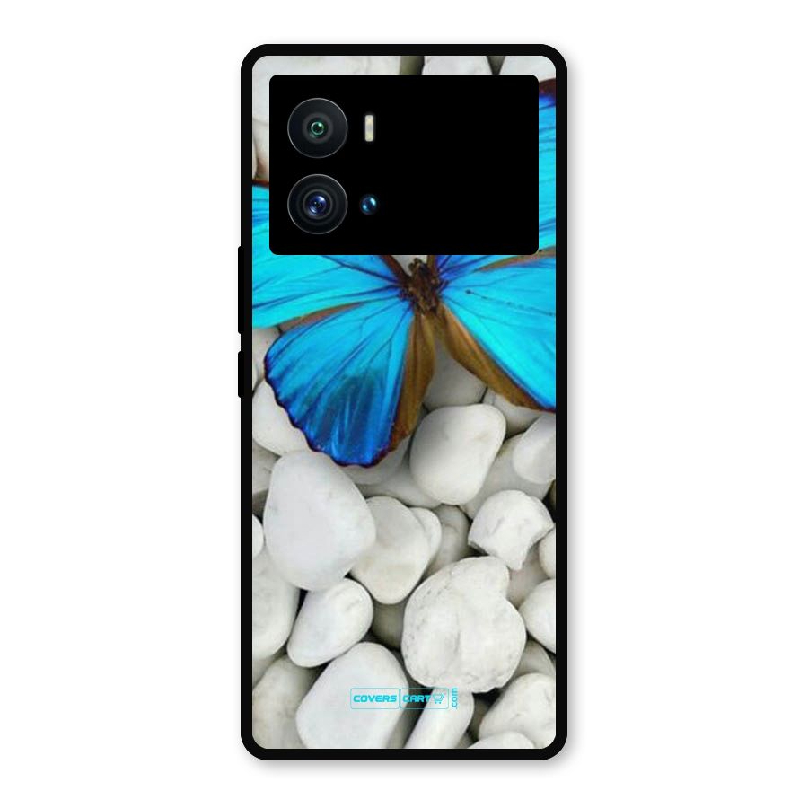 Blue Butterfly Metal Back Case for iQOO 9 Pro