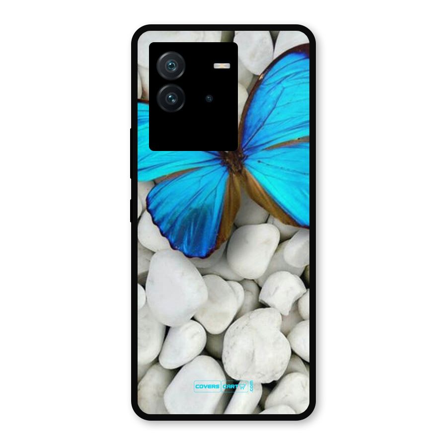 Blue Butterfly Metal Back Case for iQOO Neo 6 5G