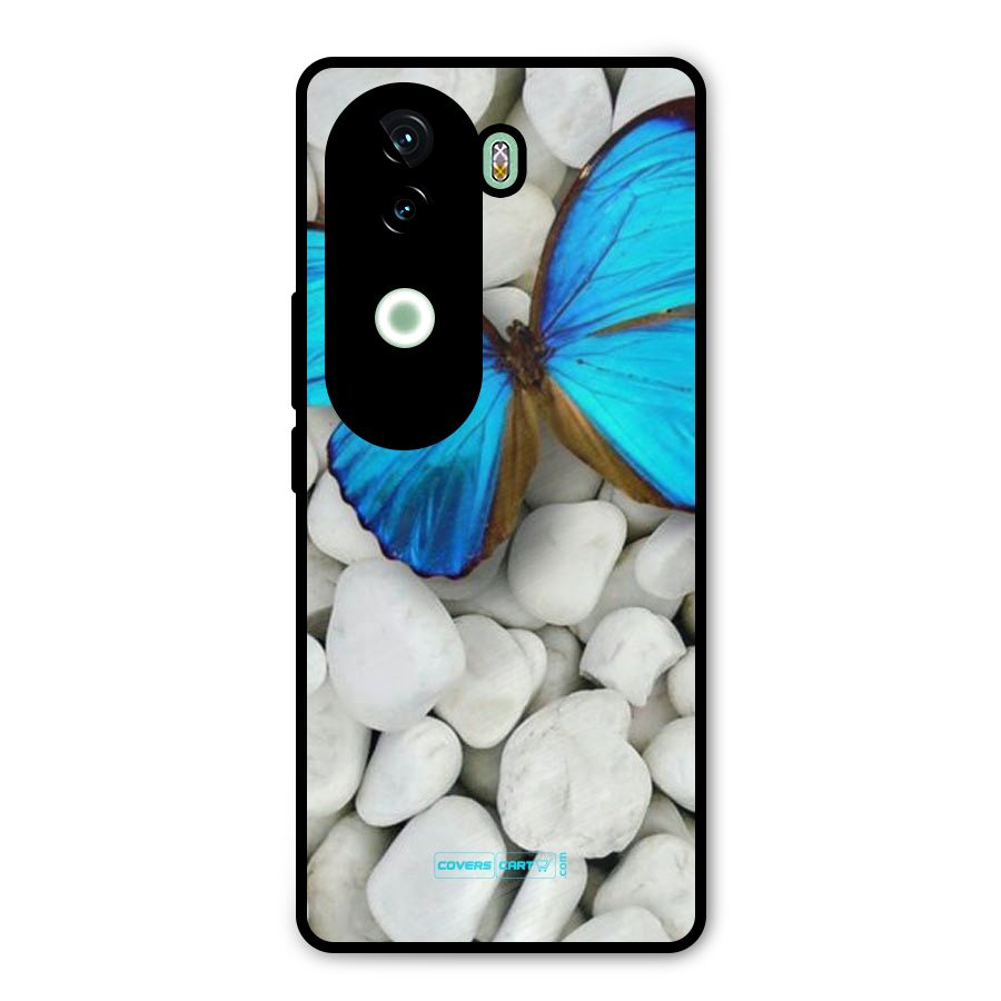 Blue Butterfly Metal Back Case for iQOO Z9s
