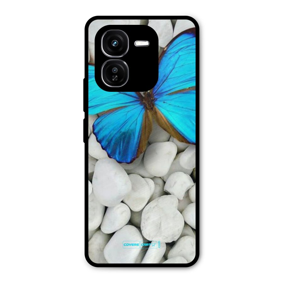Blue Butterfly Metal Back Case for iQOO Z9x