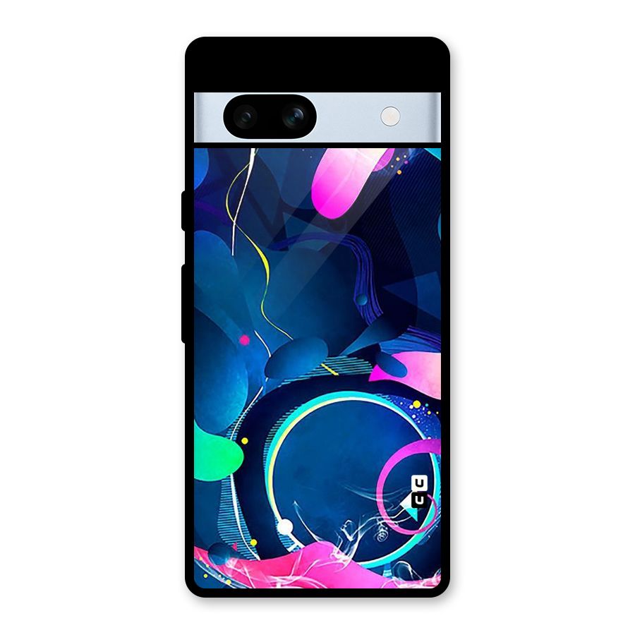 Blue Circle Flow Glass Back Case for Google Pixel 7a