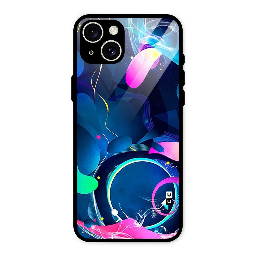 Blue Circle Flow Glass Back Case for iPhone 15 Plus