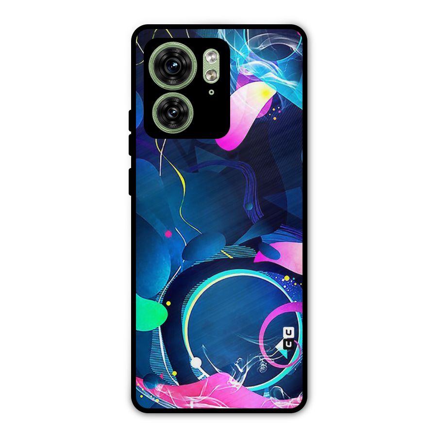Blue Circle Flow Metal Back Case for Motorola Edge 40 5G