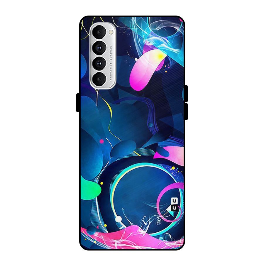Blue Circle Flow Metal Back Case for Oppo Reno4 Pro